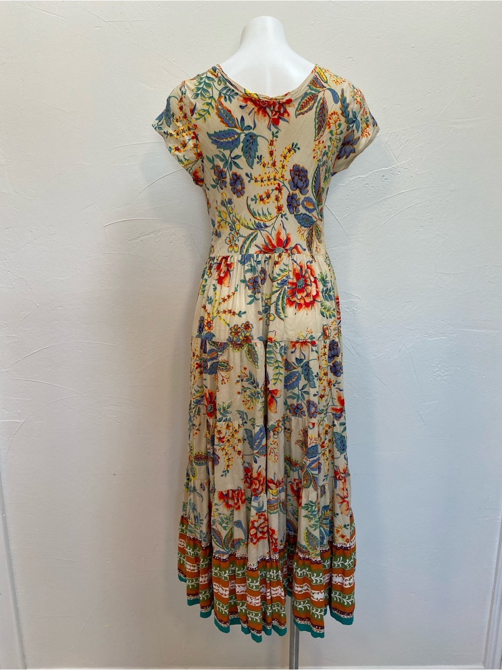 SOFT SURROUNDINGS MULTICOLOR CREW SHORT SLEEVE TSHIRT TIERED KARA MAXI DRESS - Picture 7 of 14